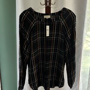 LOFT Women's Multicolor Plaid Blouse